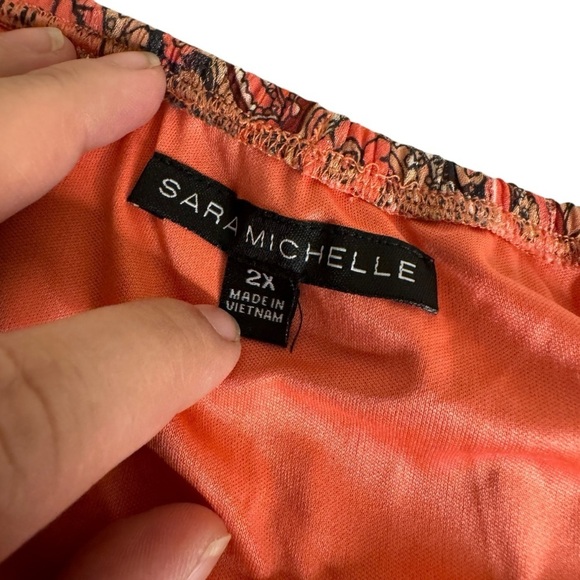 Sara Michelle Boho artsy paisley animal print leopard blouse women’s 2X - Picture 6 of 13